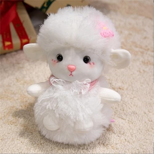 Schaf Kuscheltier, Kuschelschaf, Alpaka Kuscheltier, Schaf Plüschtier, Plüsch Spielzeug, Flauschiger Stofftier zum Spielen, Geschenk & Kuscheln (38 cm,Rosa) von AQCQDQ