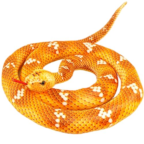 Schlange Kuscheltier Schlange Stofftier Große Plüschtier Aprilscherz Halloween Jungen Sohn Streich Spiel Requisiten Kuscheltier Realistische PlüSchschlange für Jungen und Mädchen (200 cm,Orange) von AQCQDQ