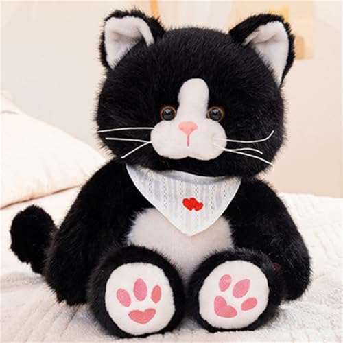 Simulation Kurzhaar Katze Plüsch Spielzeug, Katze Kuscheltier, Kawaii Katze Kuscheltier Realistische, Weiche Niedliche Katze Puppe Liebe Lätzchen, Stofftierpuppe Geschenk für Kinder (25 cm,Schwarz) Simulation Kurzhaar Katze Plüsch Spielzeug, Katze Kuscheltier, Kawaii Katze Kuscheltier Realistische, Weiche Niedliche Katze Puppe Liebe Lätzchen, Stofftierpuppe Geschenk für Kinder (25 cm,Schwarz) von AQCQDQ