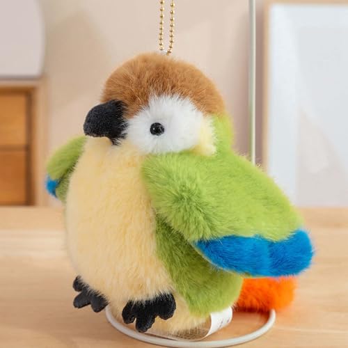 Spatz Kuscheltier, Papagei Kuscheltier, Pelzige Vogel-Plüschpuppe, Realistischer Vogel Stofftier, Niedlicher Kleiner Vogel Schlüsselanhänger Plüschie Als Geschenk Für Ihre Freunde (12CM,Papagei-A) von AQCQDQ