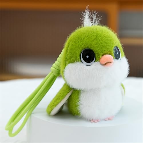 Spatz Plüschtier, Vogel Plüsch Schlüsselanhänger, Pelzige Vogel-Plüschpuppe, Simuliertes Tier Spatz Kuscheltier, Schlüsselanhänger Plüschie als Geschenk für Ihre Freunde (Grün) von AQCQDQ