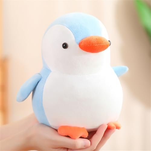 Süßes Pinguin Kuscheltier Puppe Schlafkissen, Pinguin Geschenk Flauschige Und Weiches Plüsch Plüschkissen Zum Kuscheln Und Spielen, Kaiserpinguin Stofftier Plüsch Spielzeug (#A-10 cm,Blau) von AQCQDQ