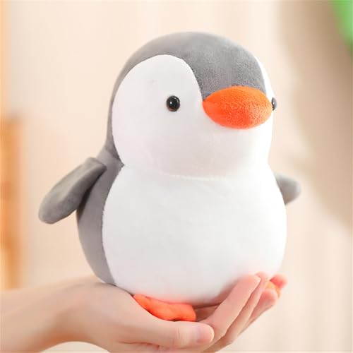 Süßes Pinguin Kuscheltier Puppe Schlafkissen, Pinguin Geschenk Flauschige Und Weiches Plüsch Plüschkissen Zum Kuscheln Und Spielen, Kaiserpinguin Stofftier Plüsch Spielzeug (#A-10 cm,Grau) von AQCQDQ