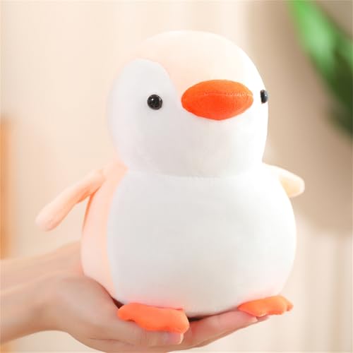 Süßes Pinguin Kuscheltier Puppe Schlafkissen, Pinguin Geschenk Flauschige Und Weiches Plüsch Plüschkissen Zum Kuscheln Und Spielen, Kaiserpinguin Stofftier Plüsch Spielzeug (#A-10 cm,Orange) von AQCQDQ