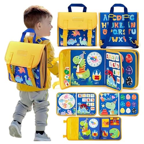 Tragbar Busy Board Montessori Spielzeug, busy book ab 1 jahr, Stille Buch aus Weichem Filz für frühe Bildung, Feinmotorik, 3D Filz Beschäftigungsbuch Pädagogisches Sensorisches Spielzeug (Blau) von AQCQDQ