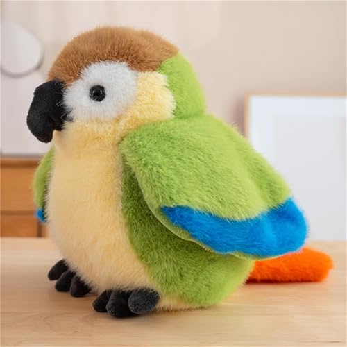 Vogel Kuscheltier, Pelzige Vogel-Plüschpuppe, Flauschiges Stofftier zum Kuscheln und Spielen, Stuffed Animal, Geschenk für Mädchen und Jungen (20 cm Grüner Papagei) von AQCQDQ