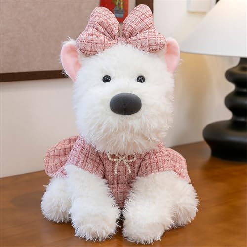 West Highland Terrier Hund Kuscheltier, Hund Westhighland-Terrier Sitzend, Nerdy Kleiner Duftender West Highland Plüschhund, Plüsch Hund Stofftier Hund Geburtstagsgeschenke für Kinder (20 cm,Rosa) von AQCQDQ