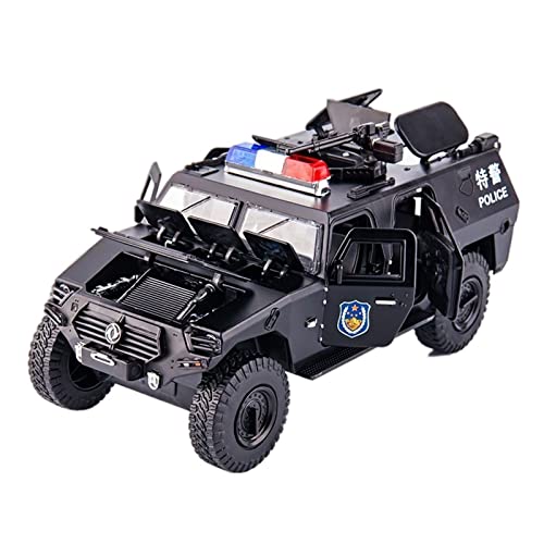 1 24 Alu-Panzerwagen-Modell Diecast Explosionsgeschützter Polizei-Spielzeugwagen Mit Light-Boy-Geschenk(Schwarz) von AQMUZE