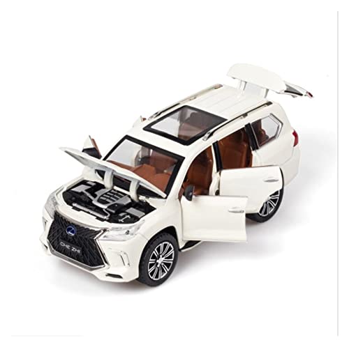 1 24 for Lexus. Lx570. Zinklegierung Auto Modell Dekoration Klang Und Licht Ziehen Zurück Spielzeug Geschenk(White) von AQMUZE