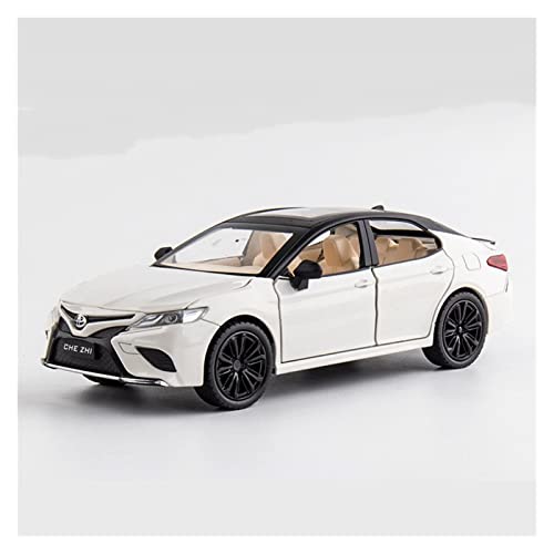 1 24 for Toyota Camry Zinklegierung Automodell Dekoration Simulation Sound Und Licht Kinderspielzeug(White) von AQMUZE