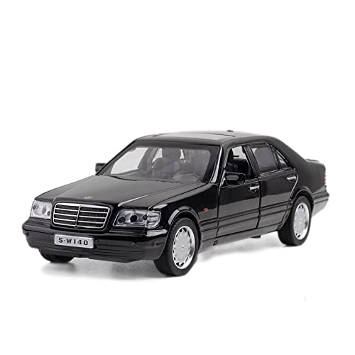 1 32 Für Benz S-Klasse W-140 Diecast Classic Retro Car Model Metal Sound Light Pull-Back Fahrzeug Geschenk(Schwarz) von AQMUZE