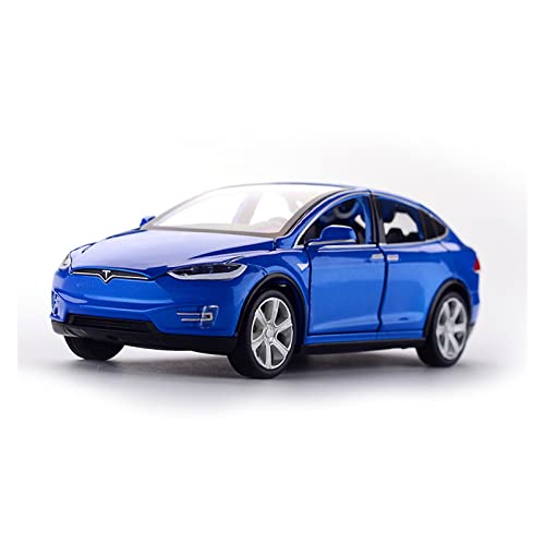 1 32 Legierung Diecast Modellauto Für Tesla Model X Miniatur Metall Fahrzeuge Kinder Jungen Geschenke Weihnachtsspielzeug(Blau) von AQMUZE