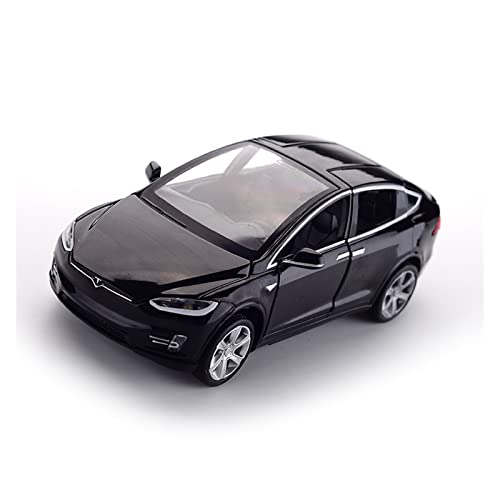 1 32 Legierung Diecast Modellauto Für Tesla Model X Miniatur Metall Fahrzeuge Kinder Jungen Geschenke Weihnachtsspielzeug(Schwarz) von AQMUZE