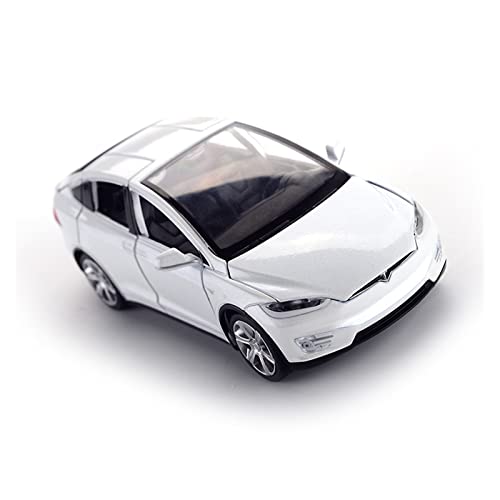 1 32 Legierung Diecast Modellauto Für Tesla Model X Miniatur Metall Fahrzeuge Kinder Jungen Geschenke Weihnachtsspielzeug(White) von AQMUZE