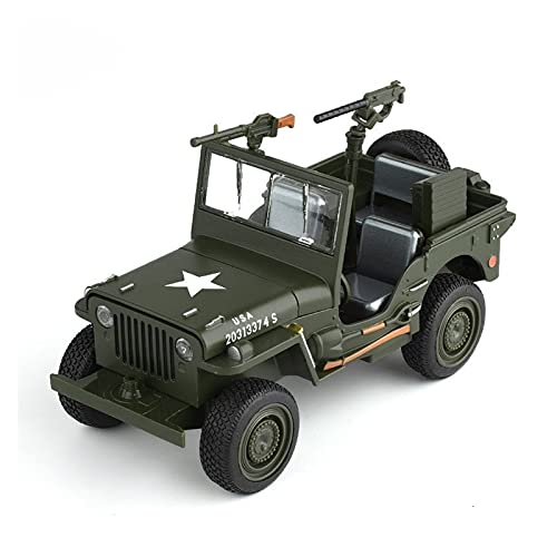 1 32 Willys Chariot Legierung Automodell Tarnung Mehrzweck Militärischer Geländewagen Mit Maschinengewehr(A) von AQMUZE