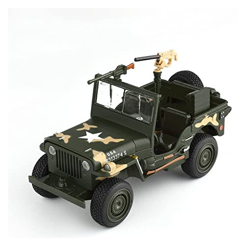 1 32 Willys Chariot Legierung Automodell Tarnung Mehrzweck Militärischer Geländewagen Mit Maschinengewehr(B) von AQMUZE