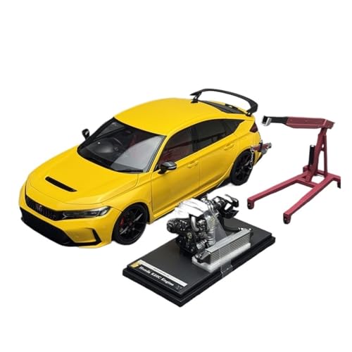 1:18 Für Honda Civic Type R FL5 Metall Druckguss Fahrzeug Collector Series Modell Auto(Yellow) von AQMUZE