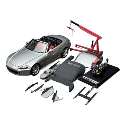 1:18 Für Honda S2000 (AP2) Legierung Auto Mit Simulation Motor Statische Metall Display Modell(Silver) von AQMUZE