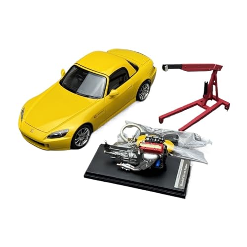 1:18 Für Honda S2000 (AP2) Legierung Auto Mit Simulation Motor Statische Metall Display Modell(Yellow) von AQMUZE