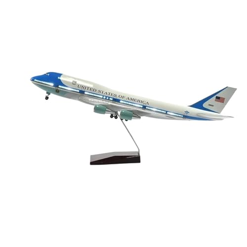 AQMUZE Miniaturmodelle Flugzeuge 46 cm Für Air Force One Boeing 747-Flugzeugmodell,Maßstab 1 160,Druckguss-Harz-Modellflugzeug,statisches Display-Spielzeugflugzeug(with Light) von AQMUZE