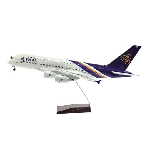 AQMUZE Miniaturmodelle Flugzeuge 46 cm Für Thai Airways A380 Flugzeugmodell, Kunstharzdruckguss Im Maßstab 1 160 Mit Lichtern Und Rädern, Dekoration, Flugzeugspielzeug(No Light) von AQMUZE