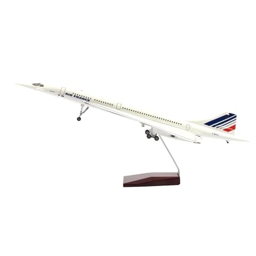 AQMUZE Miniaturmodelle Flugzeuge 50 cm Großer Kunstharzdruckguss Für Air France Concorde Mit Lichtern Und Rädern, Flugzeugmodell, Statisches Ausstellungsflugzeug, Geschenk(No Light) von AQMUZE