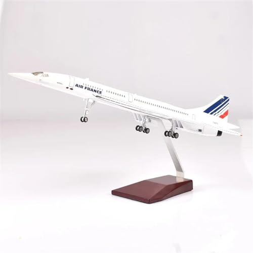 AQMUZE Miniaturmodelle Flugzeuge 50 cm Großer Kunstharzdruckguss Für Air France Concorde Mit Lichtern Und Rädern, Flugzeugmodell, Statisches Ausstellungsflugzeug, Geschenk(with Light) von AQMUZE