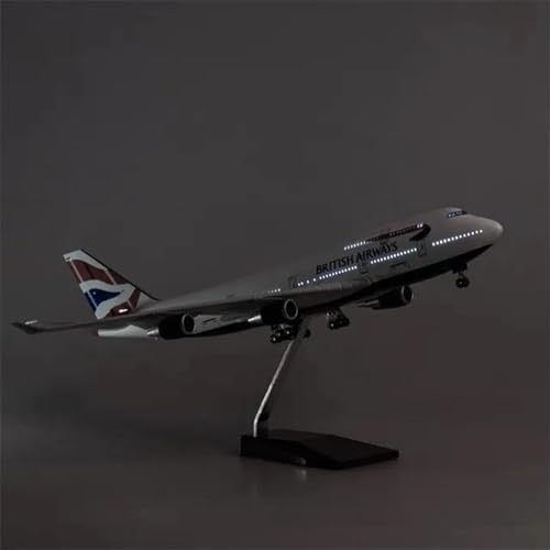 AQMUZE Miniaturmodelle Flugzeuge B747 British Airways-Flugzeugmodell Im Maßstab 1 150, Spielzeug, Leichtes Druckguss-Harz, Flugzeugserie, Ausstellungsgeschenk(with Light) von AQMUZE