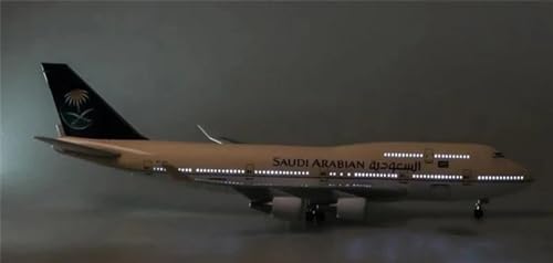 AQMUZE Miniaturmodelle Flugzeuge Flugzeug Aus Druckgussharz Im Maßstab 1 150 Für B747-400 Saudi Arabian Airlines W-Modell Mit Leichtem Radfahrwerk(with Light) von AQMUZE