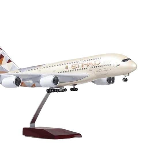 AQMUZE Miniaturmodelle Flugzeuge Maßstab 1 160, Kunstharz-Druckguss-Flugzeug Der Fluggesellschaft A380 ETIHAD Mit Lichtern Und Rädern, Flugzeug-Ausstellungsmodell(No Light) von AQMUZE