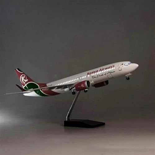 AQMUZE Miniaturmodelle Flugzeuge Maßstab 1 85 Für Das B737 MAX-Flugzeug Kenya Airways W, Leichtes Flugzeugmodell Aus Druckgussharz, Statische Sammlungsanzeige(with Light) von AQMUZE