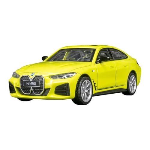 Für BMW I4 M50 1:34 Legierung Auto Modell Simulation Sound & Licht Sammlung Geschenk(Yellow) von AQMUZE