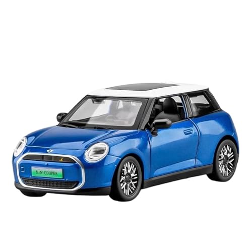 Für BMW Mini Cooper Electric 1:28 Miniatur-Legierungsmodell Druckguss Metallic Sound & Light Car Collection Dekoration(Blue) von AQMUZE