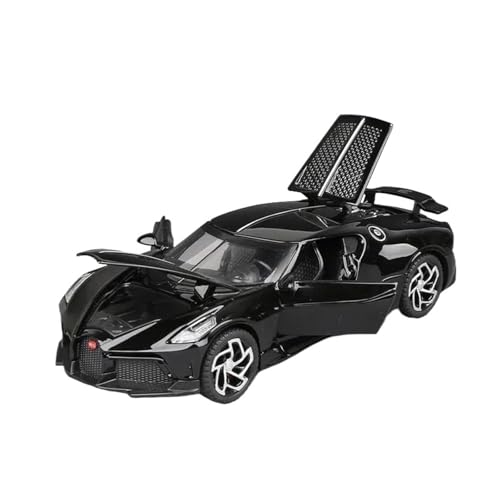 Für Bugatti La Voiture Noire 1:32 Druckguss-Legierungsmodell Metallguss Sound Und Licht Bewegliches Simulationsauto(Bright Black) von AQMUZE