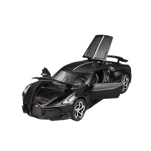 Für Bugatti La Voiture Noire 1:32 Druckguss-Legierungsmodell Metallguss Sound Und Licht Bewegliches Simulationsauto(Matte Black) von AQMUZE