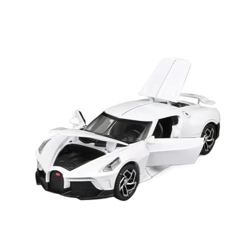 Für Bugatti La Voiture Noire 1:32 Druckguss-Legierungsmodell Metallguss Sound Und Licht Bewegliches Simulationsauto(White) von AQMUZE