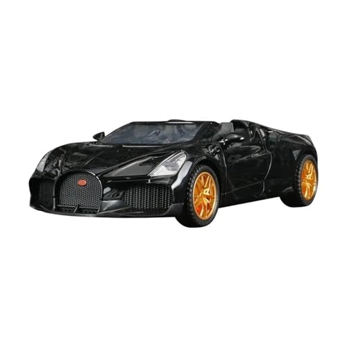 Für Bugatti Mistral 1:32 Legierung Sport Auto Modell Druckguss Racing Simulation Sound Licht Geschenk(Black) von AQMUZE