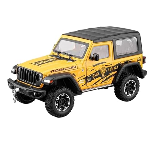 Für Jeep Wrangler Geländewagen 1:24 Legierungsdruckgussmodell Simulierter Ton Und Licht Heimdekorationsgeschenke(Yellow) von AQMUZE