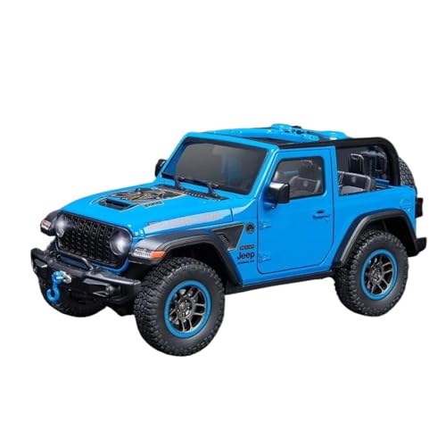 Für Jeep Wrangler Rubicon Cabrio SUV 1:18 Legierung Automodell Druckguss Metall Auto Sound Und Licht Dekorationen(Blue) von AQMUZE