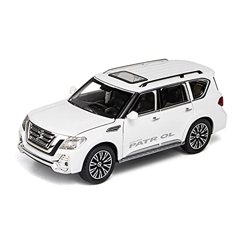 Für Nissan Patrol 1 24 Legierung Automodell Sound Und Licht Pull Back Diecast Fahrzeug Geschenkkollektion Für Erwachsene(White) von AQMUZE