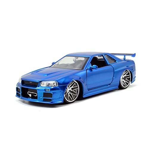 Für Nissan Skyline GT-R 2002 1 24 Legierung Diecast Automodell Kindermetallspielzeug Geschenksammlung(Blau) von AQMUZE