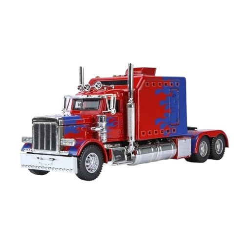 Für Peterbilt 389 1:24 Druckguss Heavy Duty Truck Modell Traktor Legierung Fahrzeug Sound & Licht Metall Casting Auto(Red) von AQMUZE