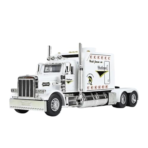 Für Peterbilt 389 1:24 Druckguss Heavy Duty Truck Modell Traktor Legierung Fahrzeug Sound & Licht Metall Casting Auto(White) von AQMUZE