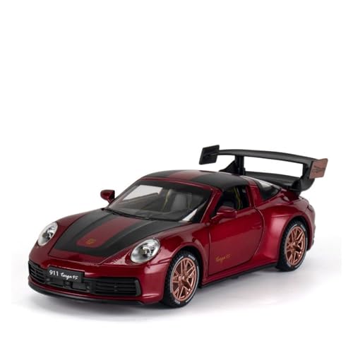Für Porsche Targa 4S 911 1 32 Alu-Automodell Sound Und Licht Pull-Back-Sammlung Kinderspielzeug Geschenk(Rot) von AQMUZE