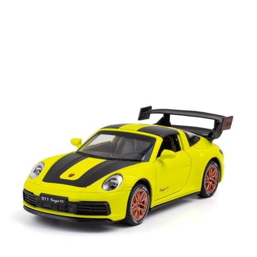Für Porsche Targa 4S 911 1 32 Alu-Automodell Sound Und Licht Pull-Back-Sammlung Kinderspielzeug Geschenk(Yellow) von AQMUZE