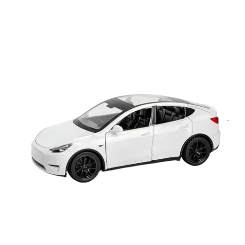 Für Tesla Model Y 1:32 Druckgusslegierung Automodell Dekorationen Simulation Sound- Und Lichtmodelle(White) von AQMUZE