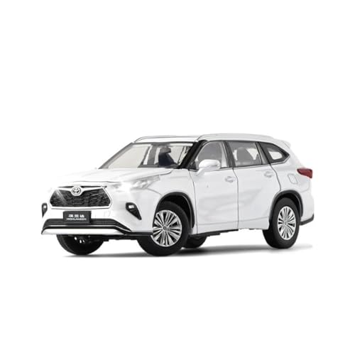 Für Toyota Highlander SUV 1:24 Druckguss Metall Analog Auto Modell Geschenk(White) von AQMUZE