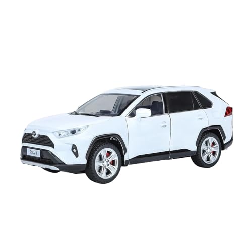 Für Toyota RAV4 SUV 1:24 Legierung Automodell Druckguss Metall Micro Fahrzeug Sammlung Dekorative Sounds(White) von AQMUZE