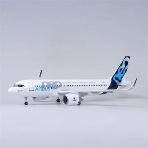 Miniaturmodelle Flugzeuge 47CM 1 80 Flugzeug A320NEO Air Airlines Modell Spielzeug Licht Getriebe Druckguss Harz Flugzeug Modell(No Light) von AQMUZE