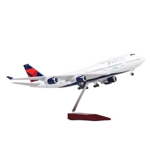 Miniaturmodelle Flugzeuge Maßstab 1 150 Für Boeing 747 Delta Lines-Modell Druckgussmaschine Souvenir-Dekoration Gesammeltes Desktop-Display-Flugzeug(with Light) von AQMUZE